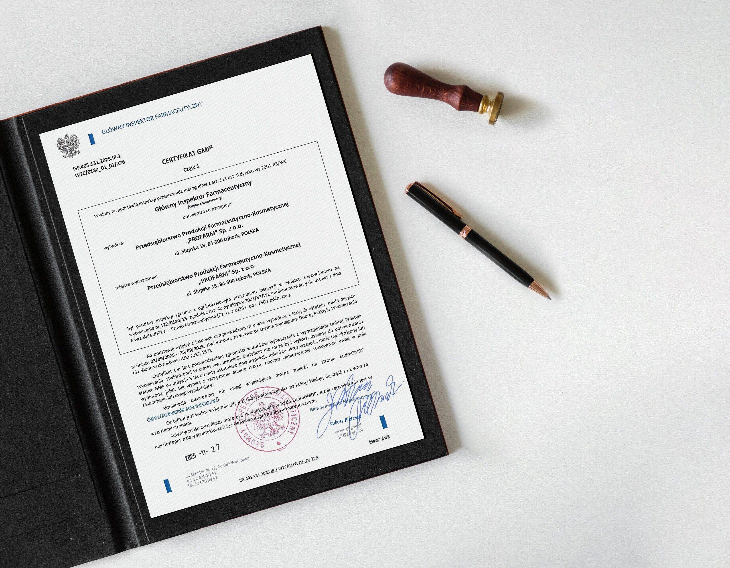 Nowy certyfikat GMP